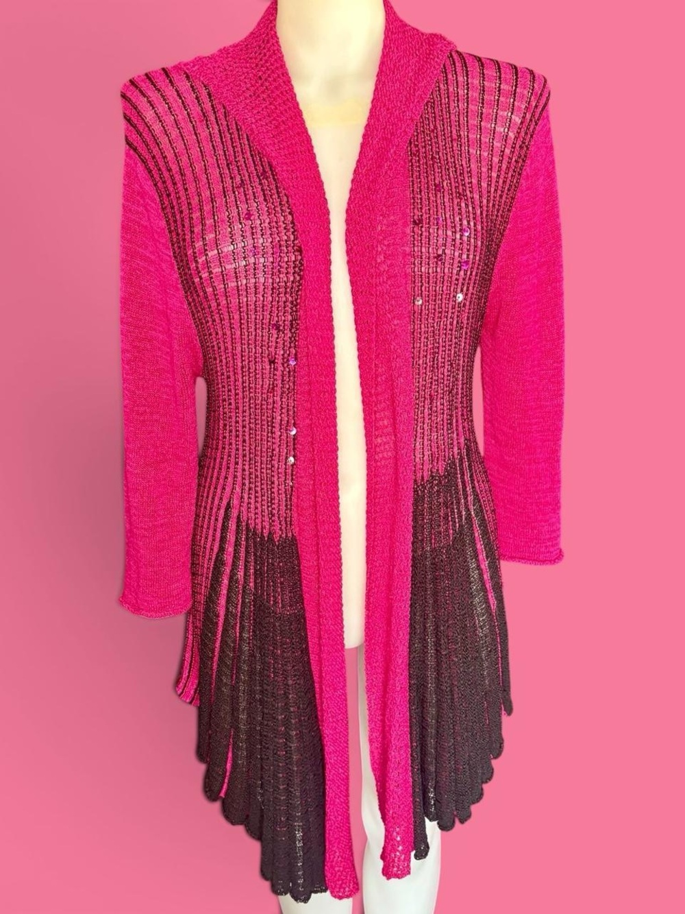 Unbranded vintage y2k pink and black glitter cardigan duster